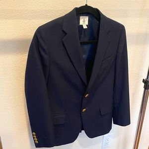 Lands' End Navy Blue Hopsack Blazer, Boys 12